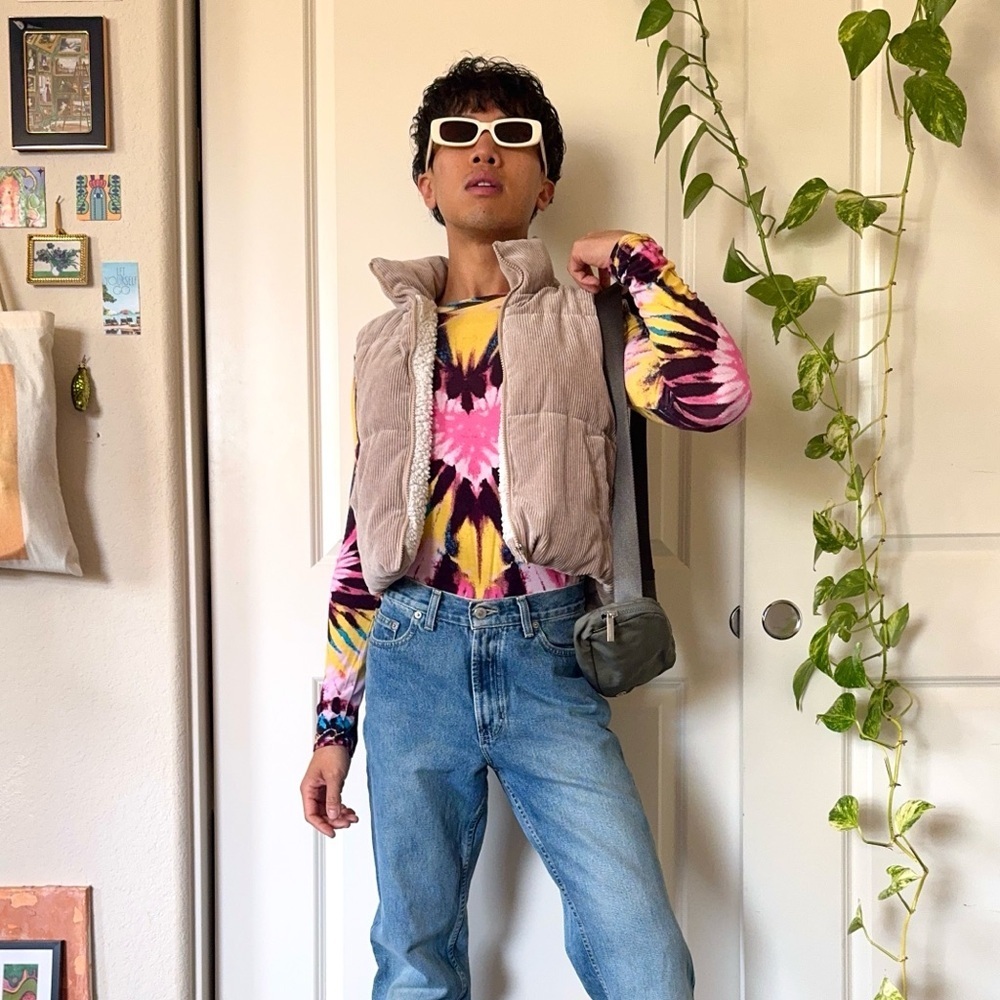 Corduroy Fleece-Lined Zip Up Vest